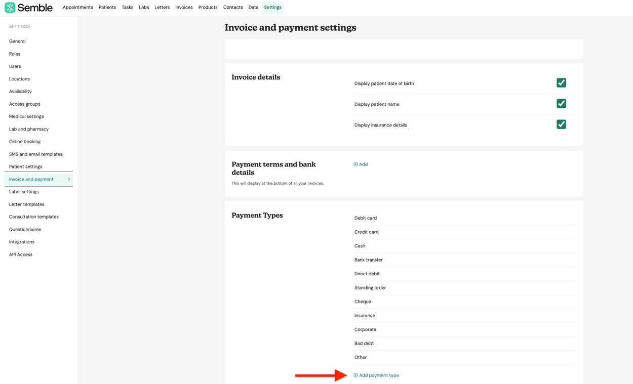 Invoice Settings