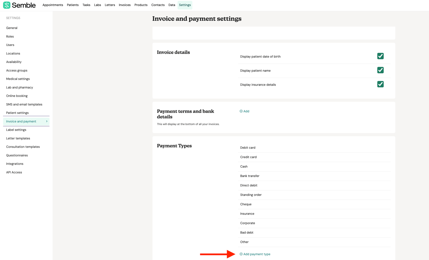 Invoice Settings