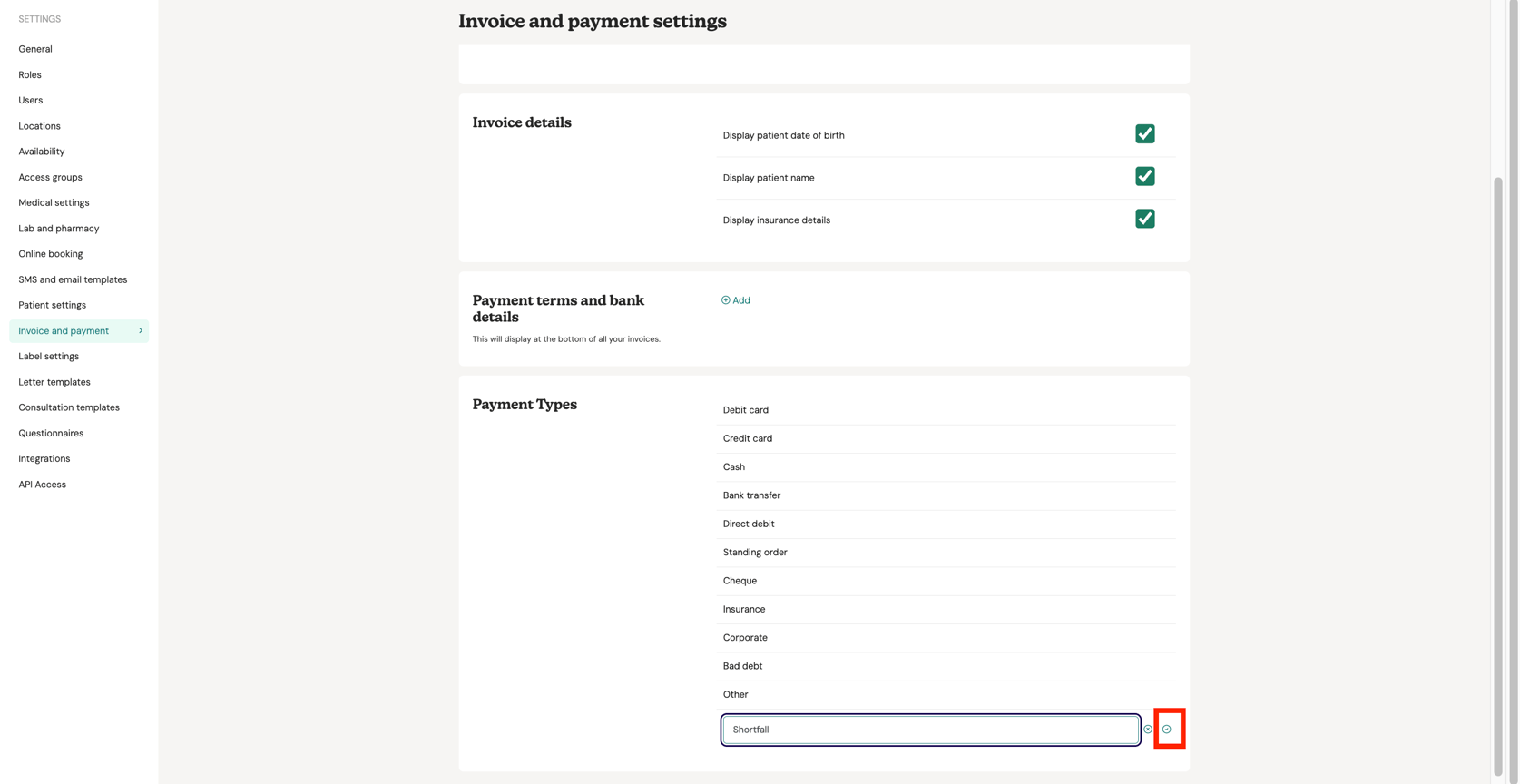 Invoice Settings