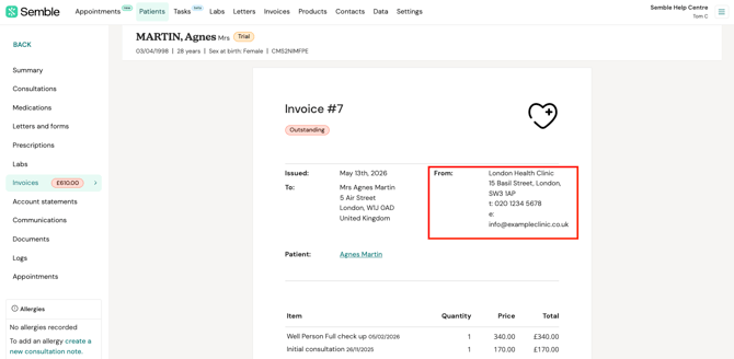 invoice  see header