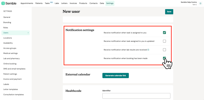 notification settings