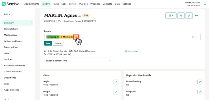 patient  remove label