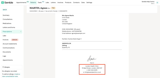 prescription  see header