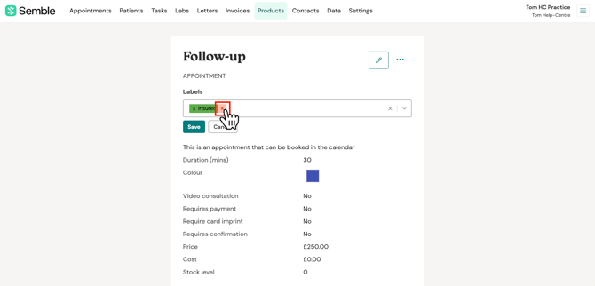product  delete label