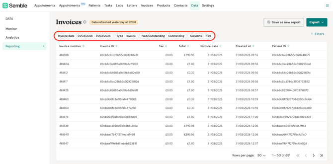 report  configure filters
