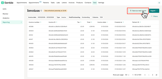 report  save new report