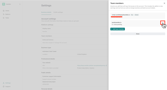 settings  remove user