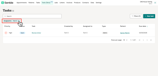 tasks  clear assigned to