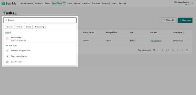 tasks  quick filters