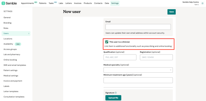 user is clinician